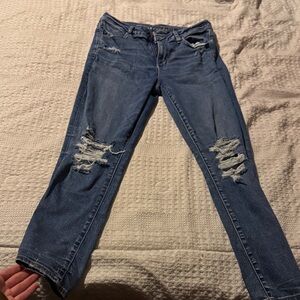 American Eagle Outfitters Blue Distressed Skinny Jeans